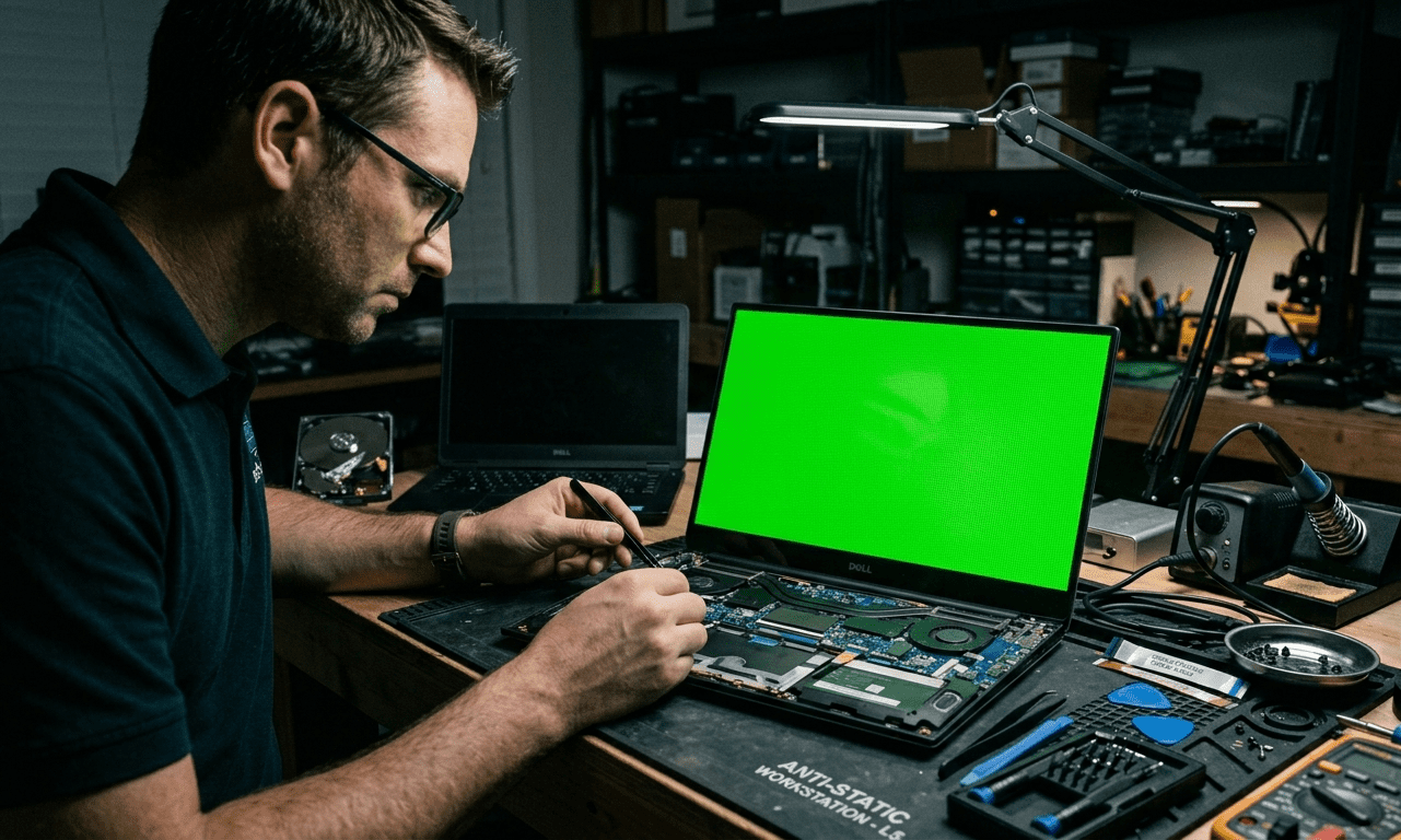 how to fix laptop green screen